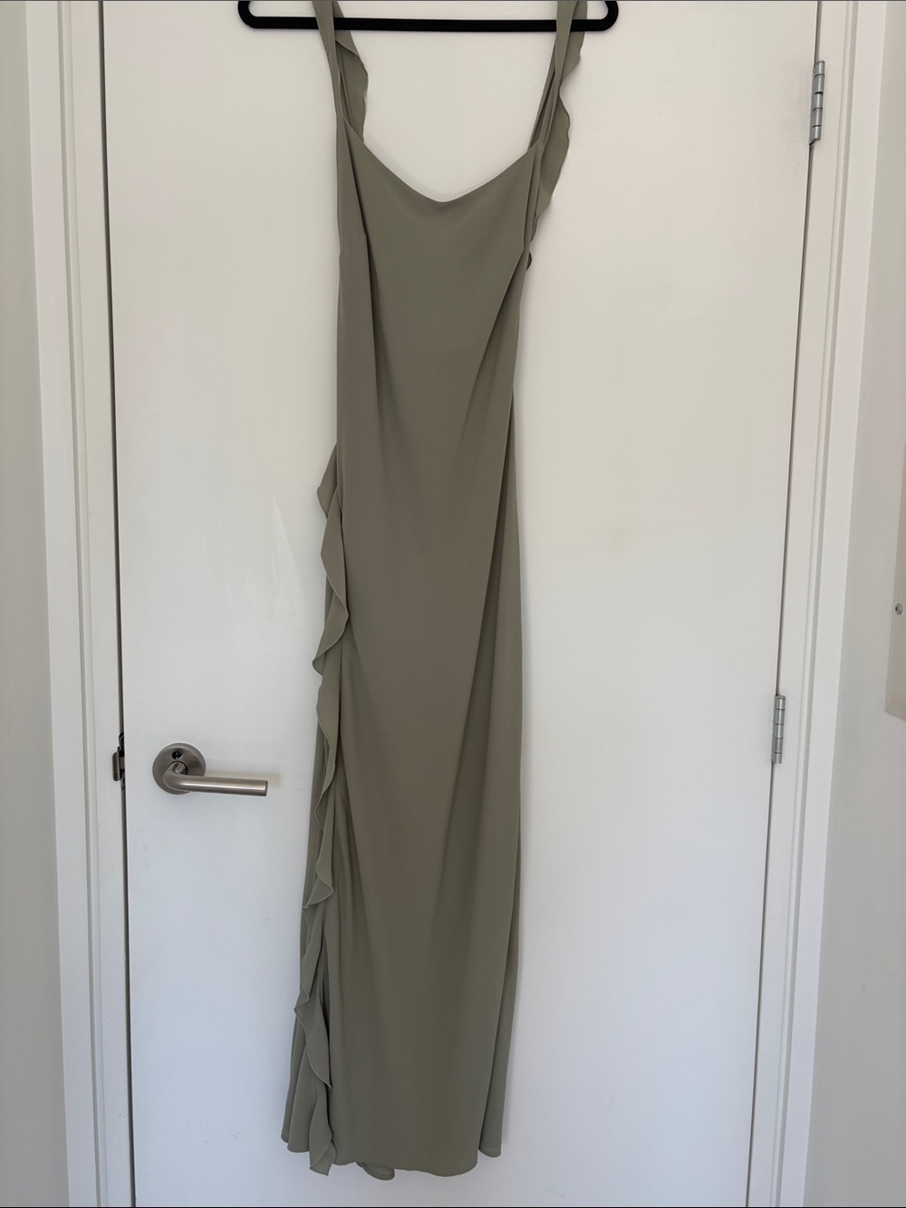 Like New Park & Fifth Avondale Olive Green Ruffle-Trim Maxi Dress